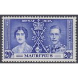 STAMPS MAURITIUS 1937 Coronation 20c Bright Blue,