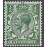 STAMPS : GREAT BRITAIN 1912 1/2d Very Deep Green,