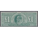 STAMPS : 1911 £1 Deep Green, unmounted mint example SG 320
