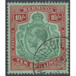1924 10/- Green and Red/Pale Emerald, very fine used SG 92