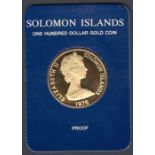 COINS : 1978 $100 Gold coin from Solomon Islands 9.37g of 90/100 gold boxed with cert