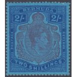 1938-53 GVI 2/- purple & blue/deep blue, 'gash in chin' flaw