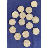 COINS : GV Silver Florins mixed dates and condition (16) 166g