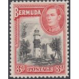 1938 3d Black and Rose Red, unmounted mint SG 114