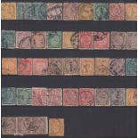 Stock page of used coiled dragons to 20c, postmark interest (41 stamps)