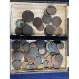 Old coins in jewellery case, very mixed condition, Cartwell Pennies etc