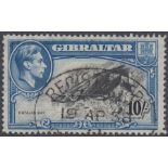 1938 10/- Black and Blue Perf 14, fine used SG 130