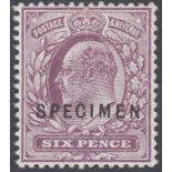 1911 6d Bright Magenta over printed SPECIMEN, superb lightly mounted mint SG 296s