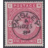 1883 5/- Crimson, superb used example central PAISLEY CDS SG 181