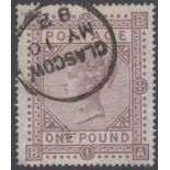 1878 £1 Brown Lilac, very fine used with Glasgow CDS SG 129