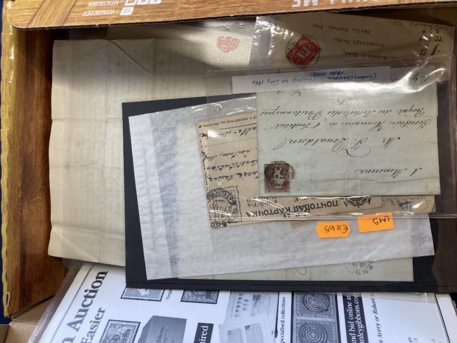 Mixed box of early postal history, good lot and worth careful viewing