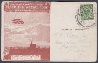 STAMPS 1911 Aerial Post Sept 9th London to Windsor Red-Brown postcard, Die 6