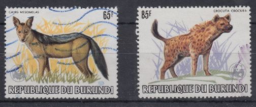 STAMPS 1983 Animals WWF 65f Jackal and 85f Hyena commercially used STC £430