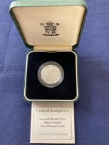 COINS : 1995 Silver Proof £2 Peace coin in display box with cert