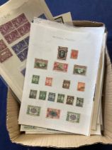 STAMPS Small box with album pages mint and used mainly British Commonwealth