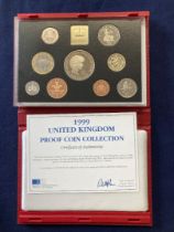 COINS :1999 Delux Proof UK coin set with Diana £5 Rugby £2