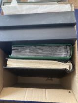 STAMPS : Mixed box of albums and stock books, mint and used, Malta, Singapore, New Zealand etc