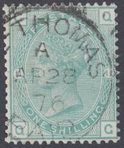 STAMPS 1875 1/- Green plate 11 very fine used CDS cancel SG 150