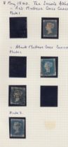 STAMPS Album page of four 1840 Blues, mixed condition