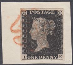 STAMPS Plate 1b (IK) very fine used example on piece SG 2