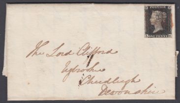 STAMPS Plate 1b four large margins on wrapper from Knaresborough to Devon