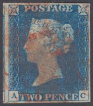 STAMPS Plate 1 four margin example (AC), red MX SG 5