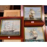 Ambrose:  3 seascapes with 3-masted Man o'Wars, oils on canvas, signed, 20 x 25, framed