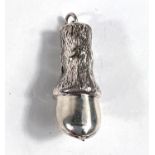 A novelty silver vesta case in the form of a horse's hoof with opening shoe, stamped 925 'LT',