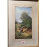 H Sylvester Stannard:  "A May Morning in Bedfordshire", watercolour, signed, 41 x 22cm, framed and