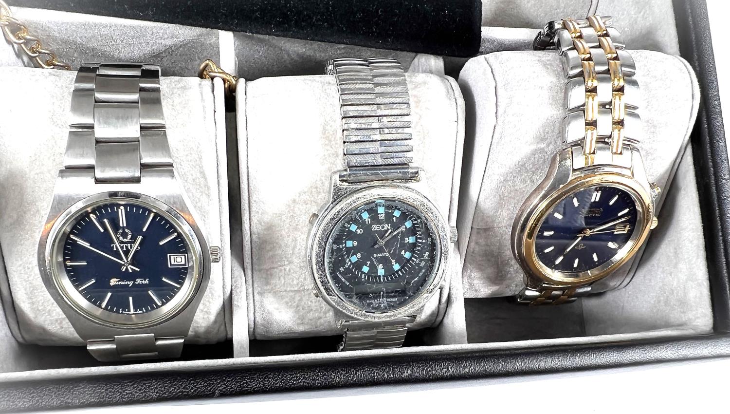A Mele & Co watch box with 10 sections and two Seiko watches; other watches - Image 3 of 3