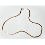 A 9 carat hallmarked gold necklace formed from flattened curb links, 6.4gm