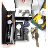 A selection of mainly boxed gents fashion watches including AVI-8 Hawker Harrier and a Swiss City