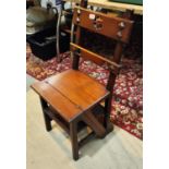An Arts & Crafts period metamorphic hall chair/library steps