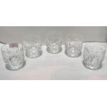 Five Waterford whisky tumblers of rounded form, height 8.5cm, diameter 8cm