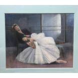 O. Bugla, Male and female ballet dancers reclining, pastel sketch, signed, 43 x 53cm, framed and
