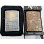 Two vintage Zippo Vietnam US Marines lighters dated 67 - 68 and another 68 - 69 with etched
