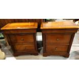 A pair of 2 height period style bedside tables in cherrywood
