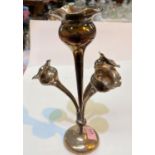 A hallmarked silver 4-flute table centre on weighted base, marks worn