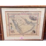 J Rapkin:  'Arabia', hand coloured map, 25 x 31cm, framed & glazed; an antique map of Lancashire,