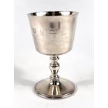 A hallmarked silver Georgian style goblet by Barker Ellis, Birmingham 1970, 4.6oz