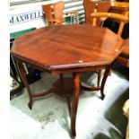 A mahogany shaped top occasional table with shelf under, another similar with octagonal top