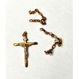 A yellow metal crucifix pendant on belcher chain, both stamped '375', 5gm (chain a.f.)