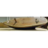 An early 20th century pond yacht hull with weighted keel., length 77cm.