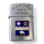 A USA Vulcan lighter from the Korean war 1950-1953 engraved HQ x HQ company 1st Battalion (M) 17th