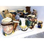 An "Eichwald" group - boy & fairy (some chips); a selection of character Toby Jugs