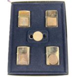 A Zippo WWII Commemorative lighter set in leather style box, with remembrance sheet:  Battle of