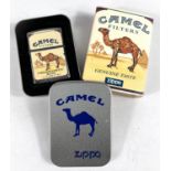 A tin cased Zippo lighter advertising Camel, Turkish & Domestic blend cigarettes with original
