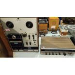 A vintage Akai cassette cartridge and reel machine X-2000SD and an Akai AA-6200 Solid State Stereo