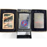 Three US Marine Corps Zippo lighters