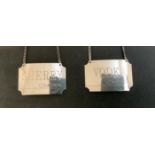 A boxed set of hallmarked silver Concorde bottle tags for vodka and sherry